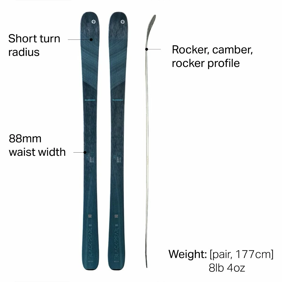 Blizzard Black Pearl 88 Ski 2022 Women's 2 Blizzard Black Pearl 88 Ski 2022 Women's - Image 2